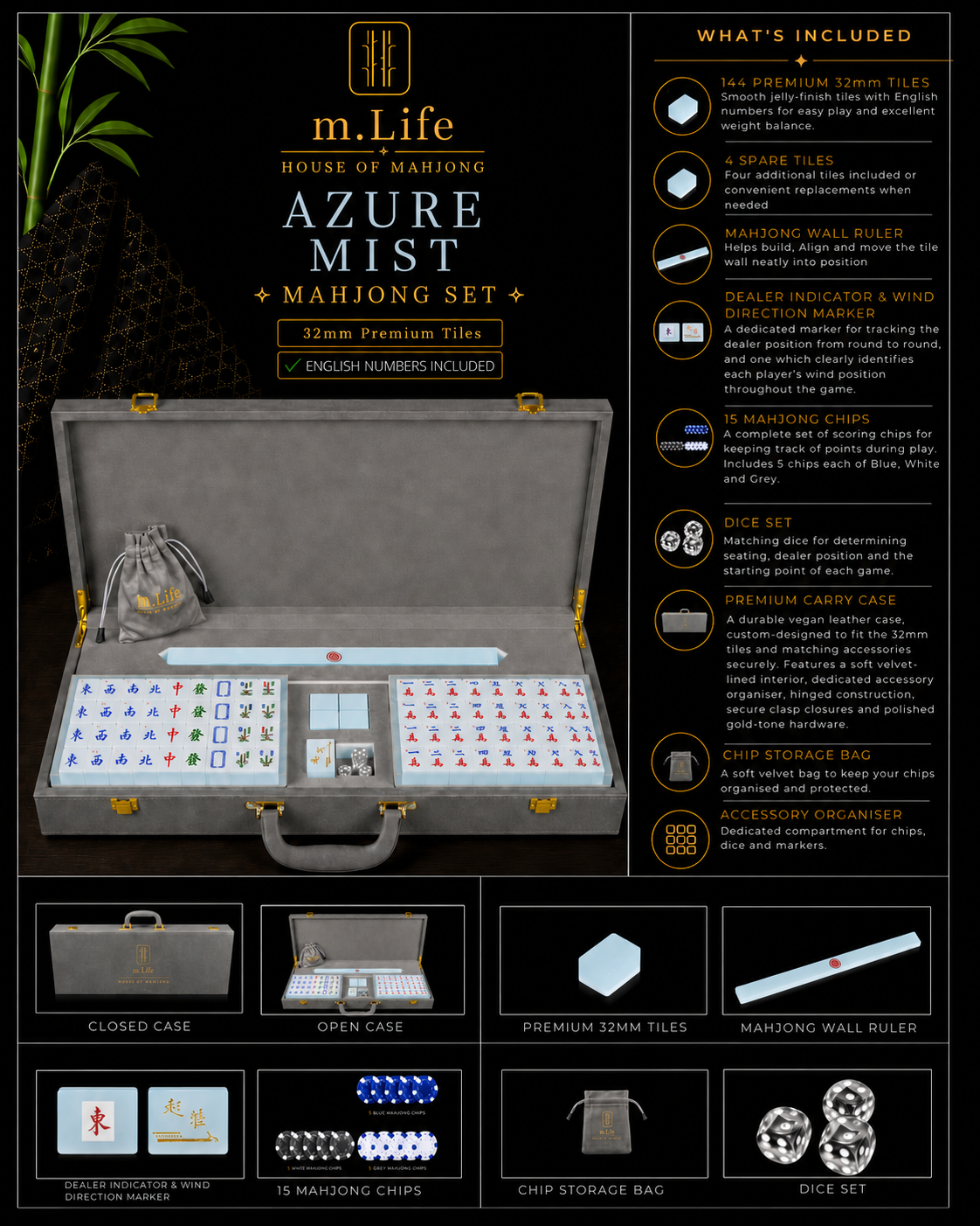Azure Mist Mahjong Set