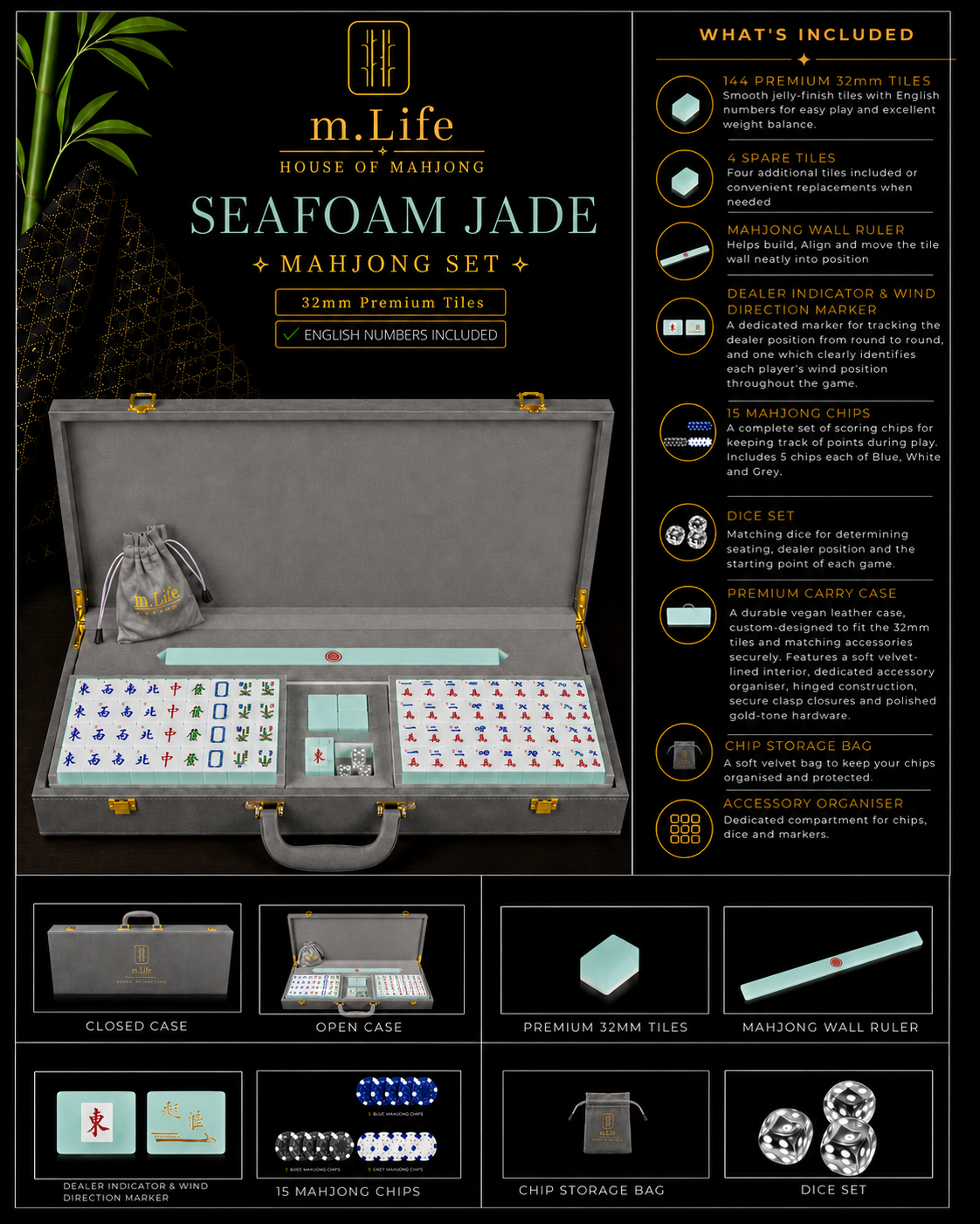 Seafoam Jade Mahjong Set