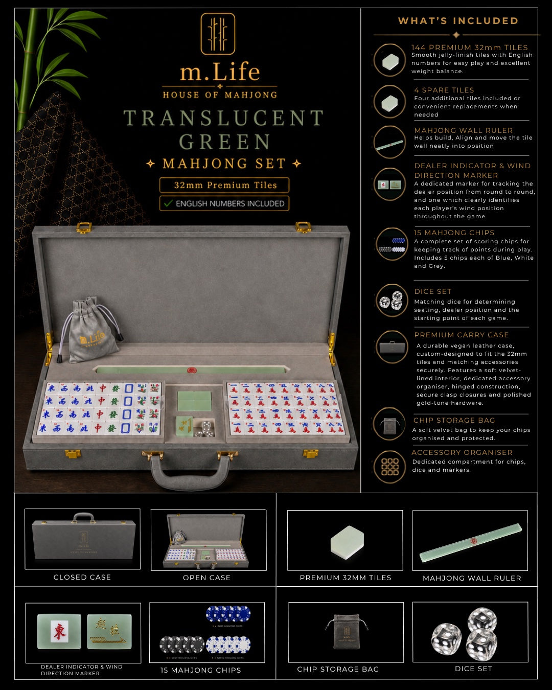 Translucent Green Mahjong Set