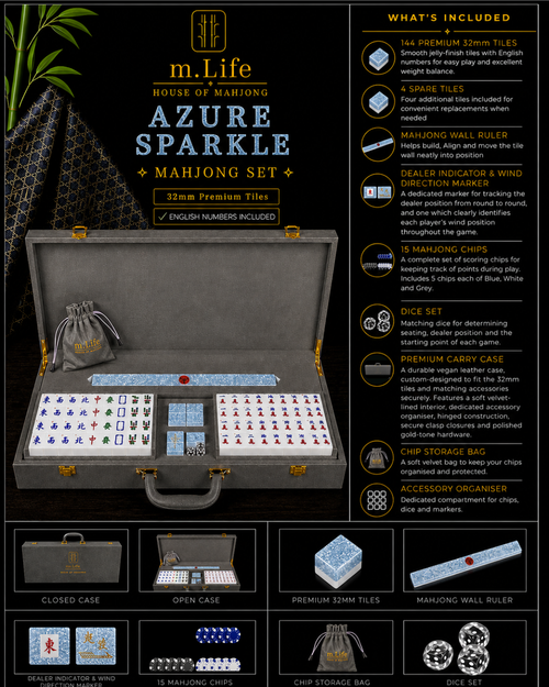 Azure Sparkle Mahjong Set