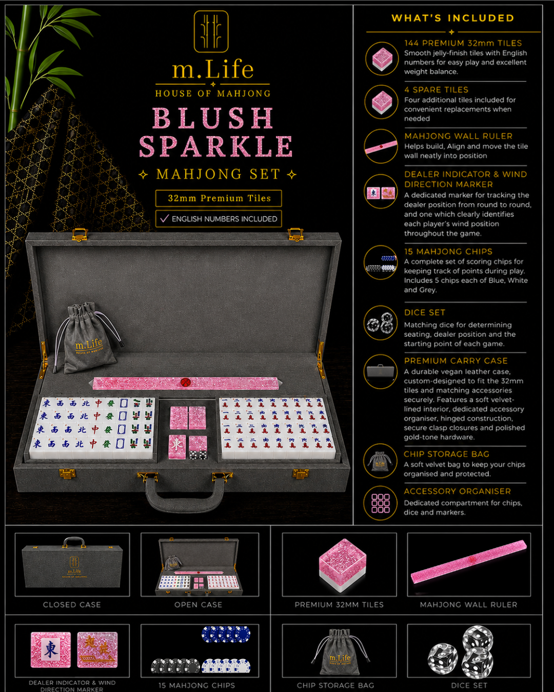 Blush Sparkle Mahjong Set