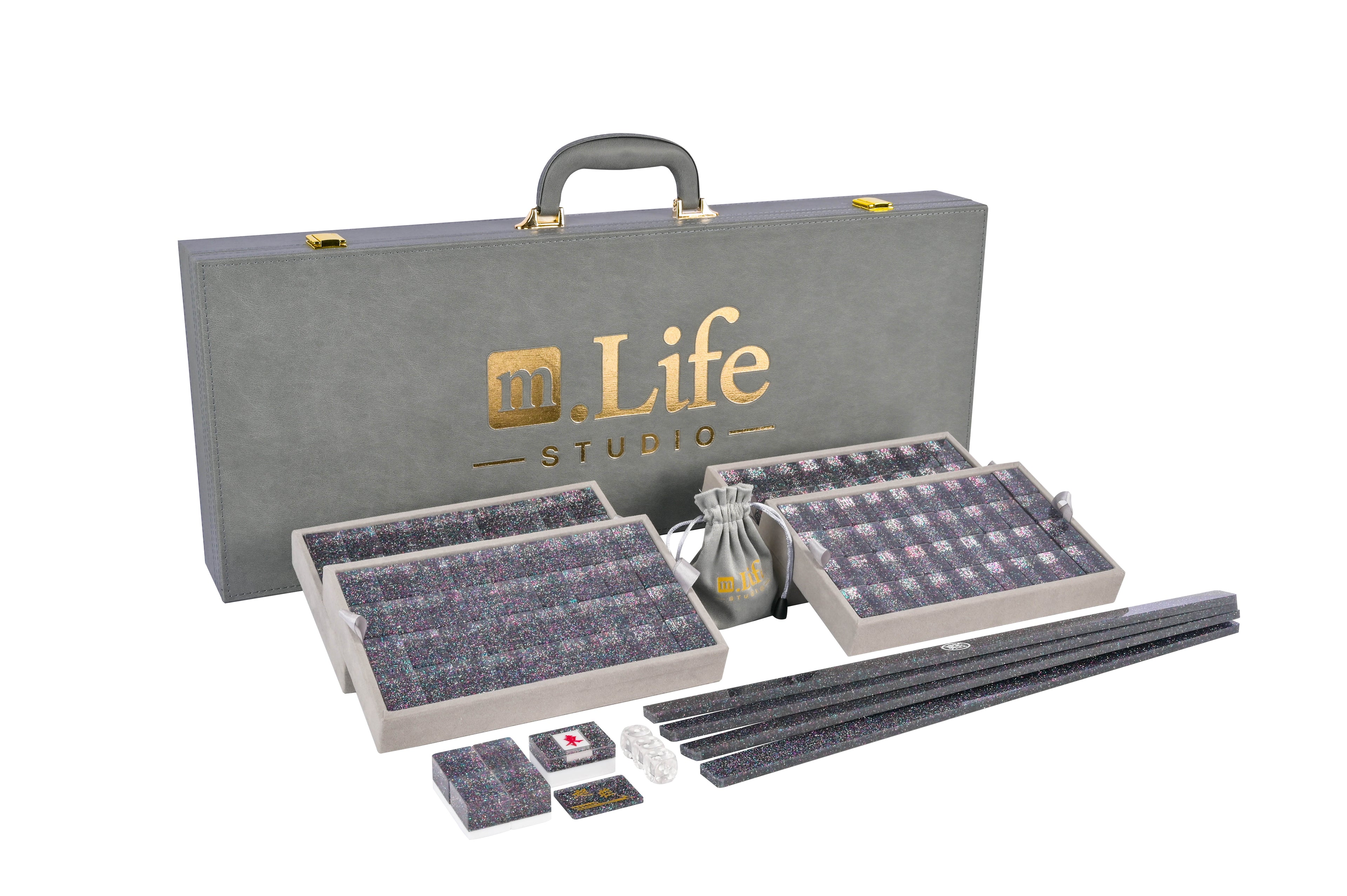 Onyx Sparkle Mahjong Set
