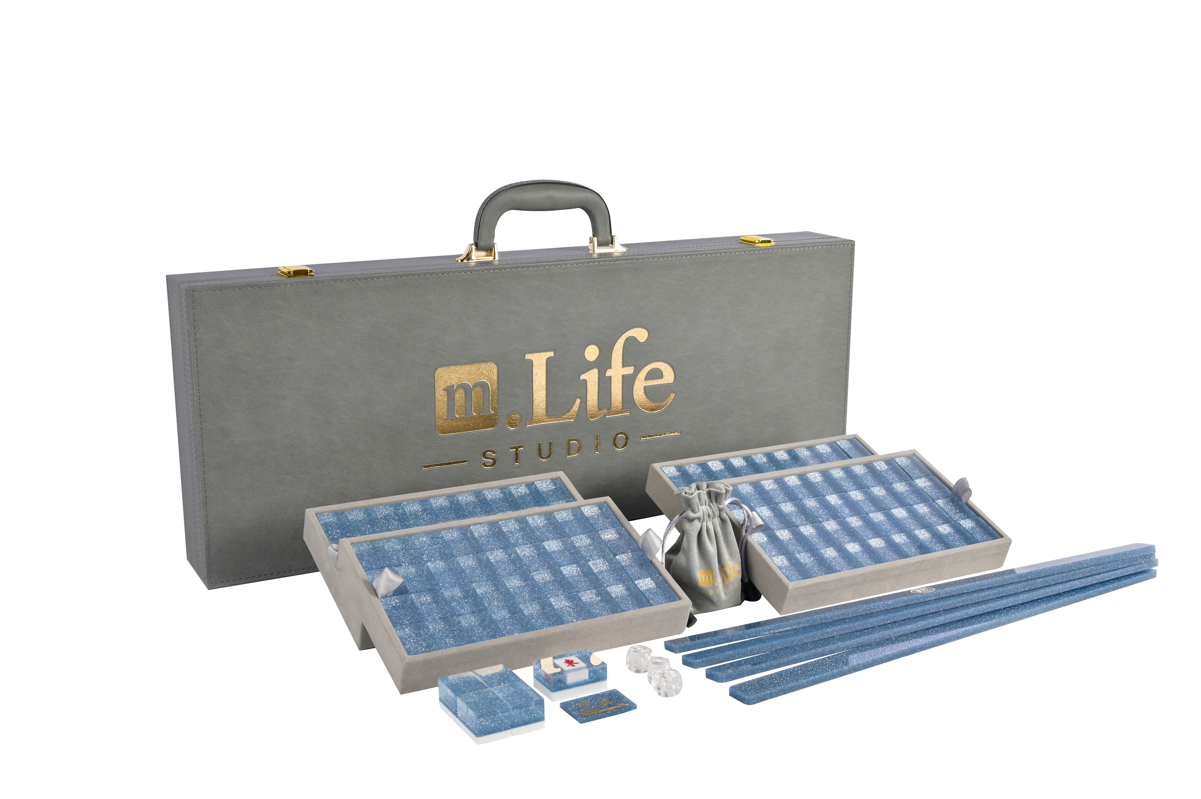 Azure Sparkle Mahjong Set