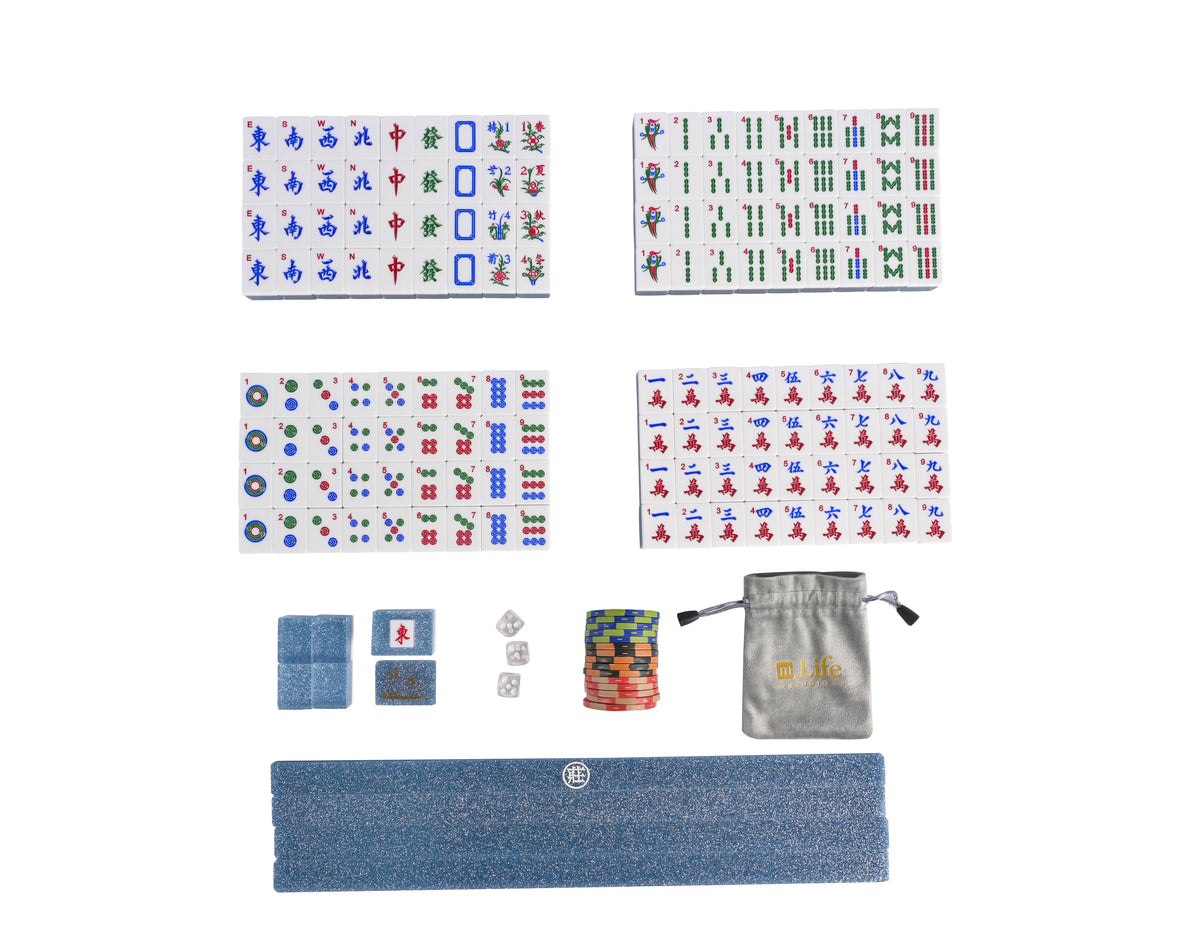 Azure Sparkle Mahjong Set