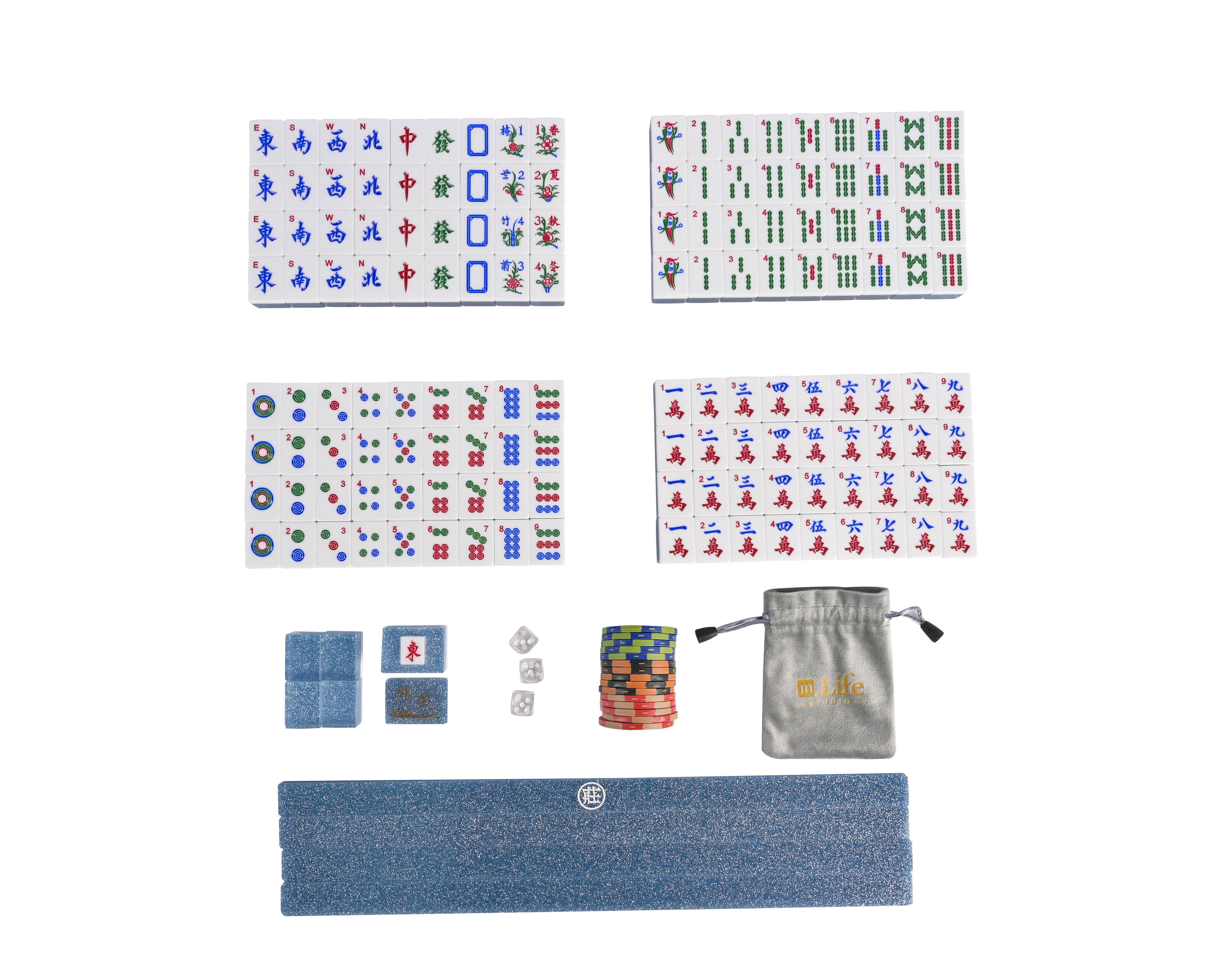 Azure Sparkle Mahjong Set