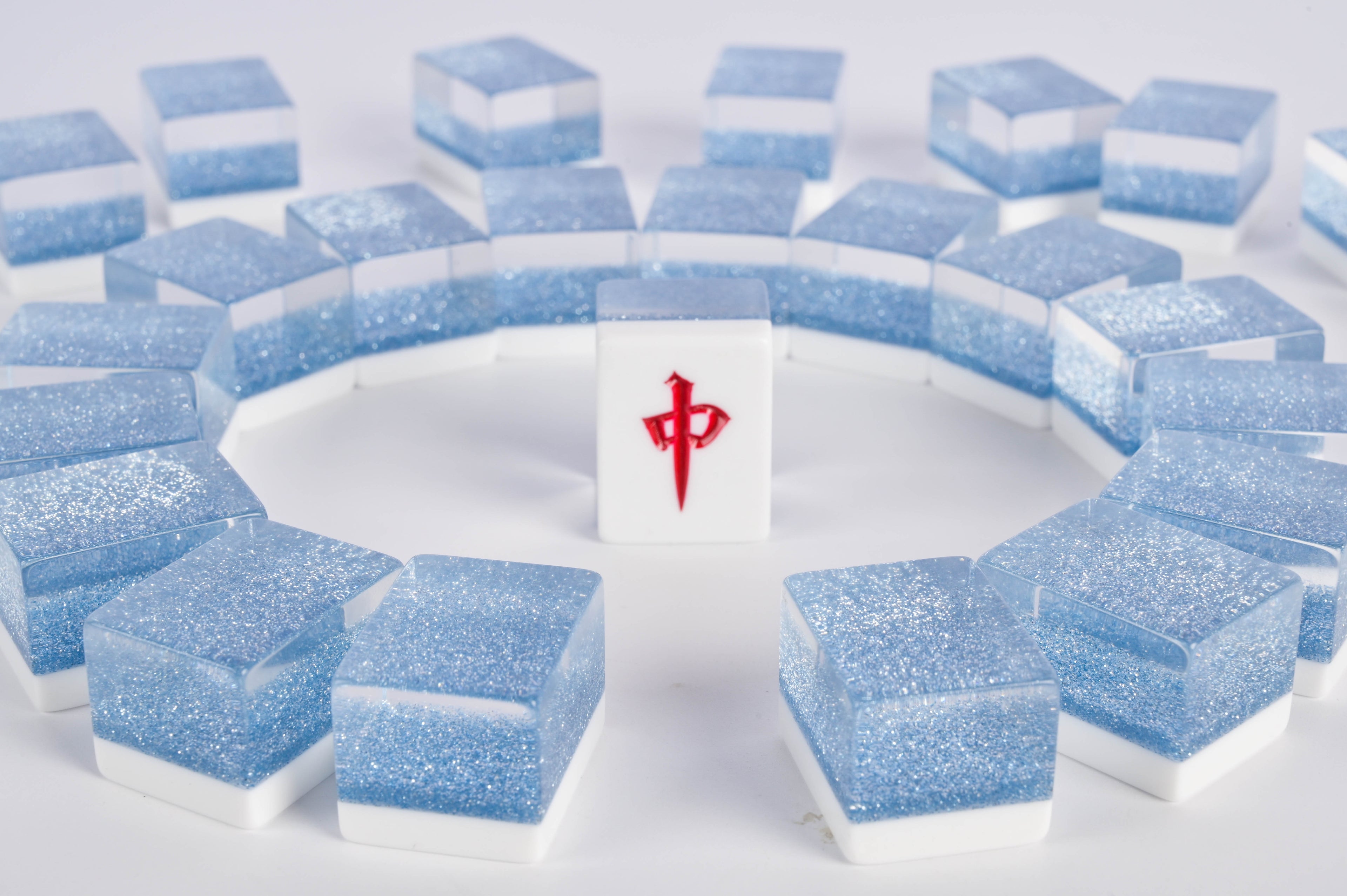 Azure Sparkle Mahjong Set