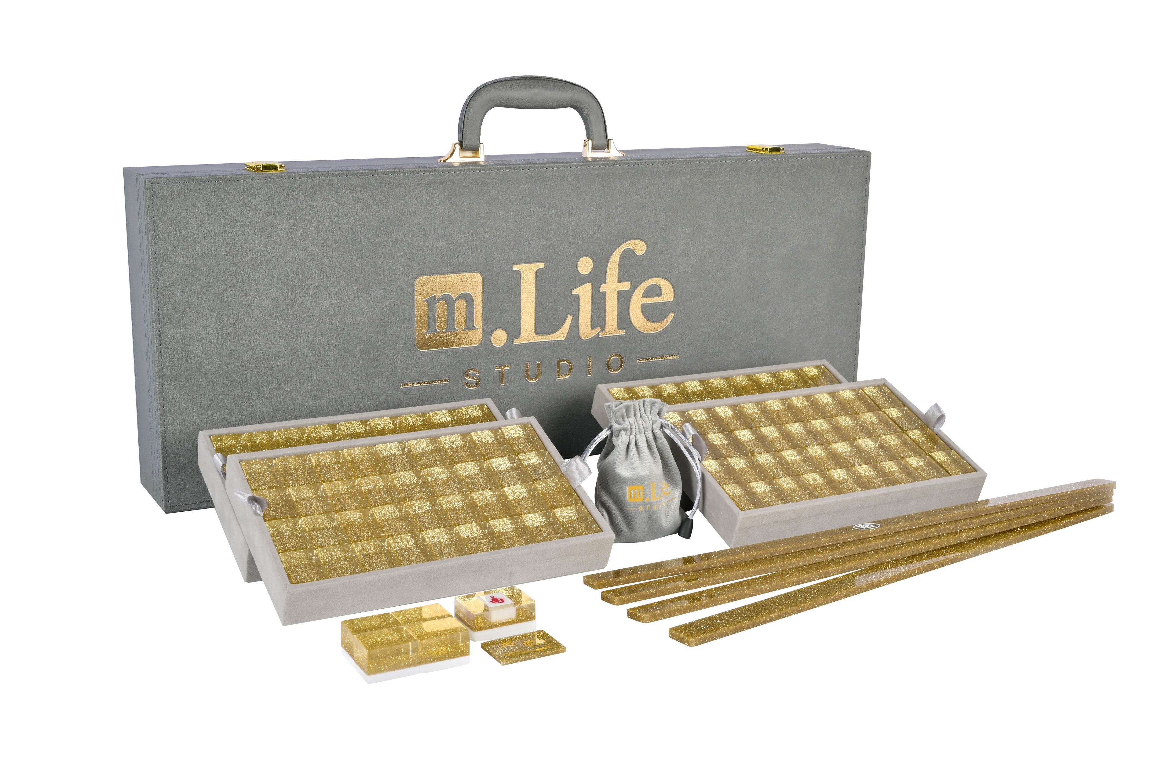 Gold Sparkle Mahjong Set