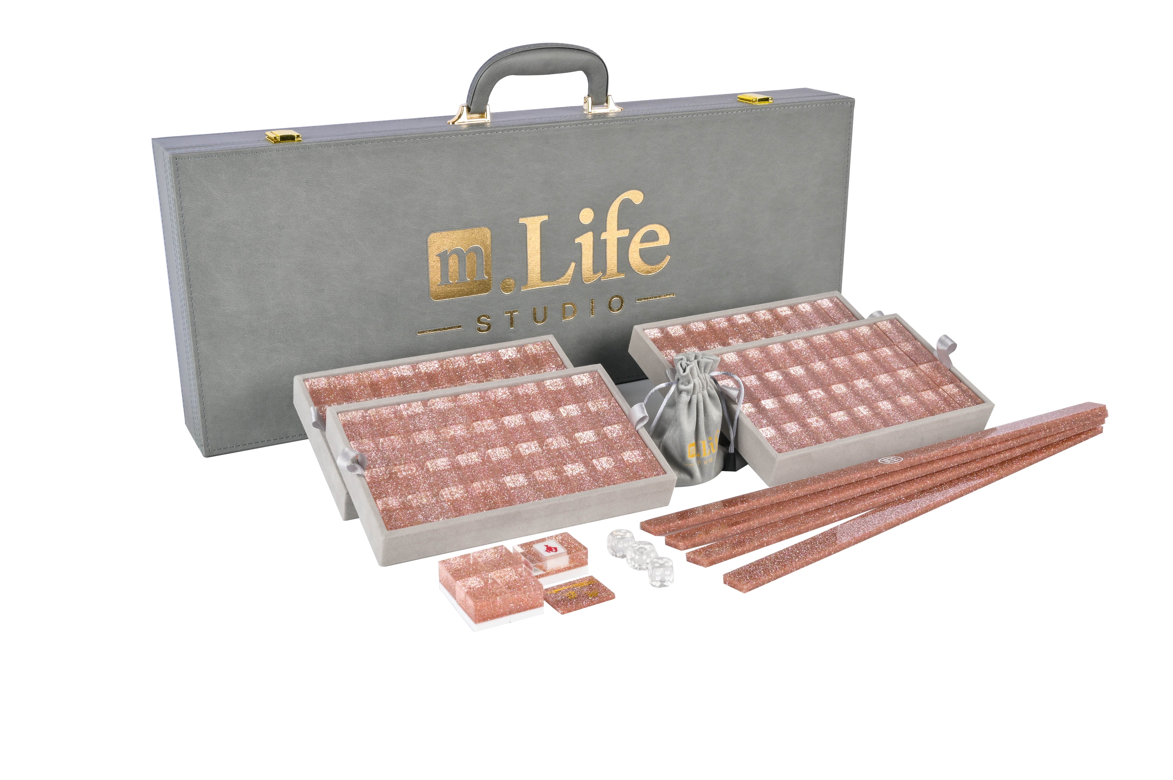 Rose Gold Sparkle Mahjong Set