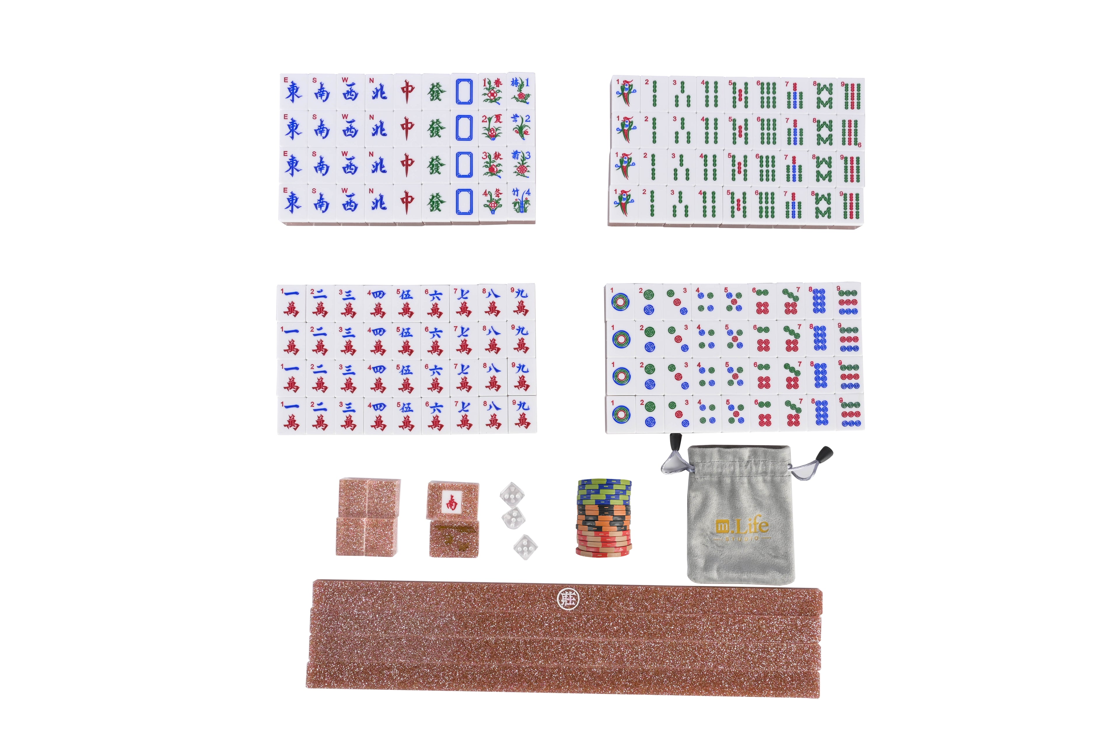 Rose Gold Sparkle Mahjong Set