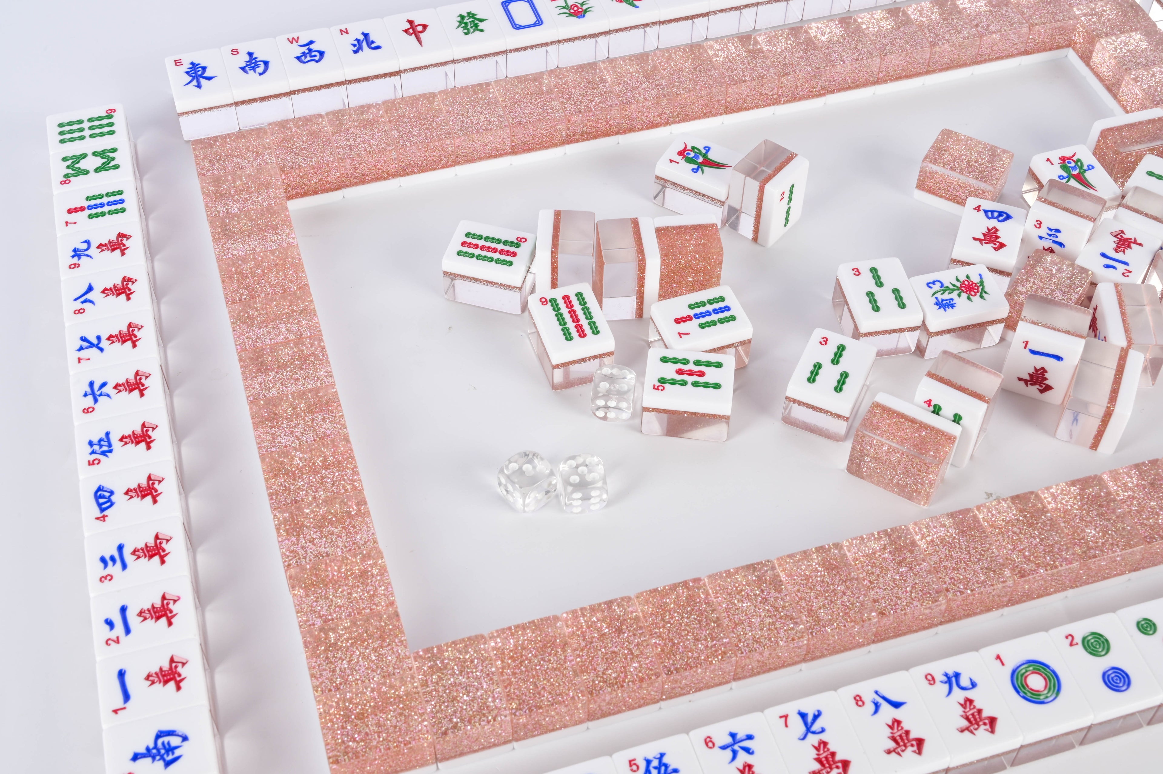 Rose Gold Sparkle Mahjong Set