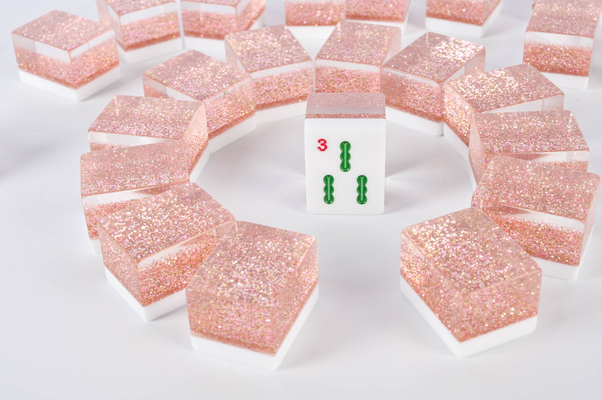 Rose Gold Sparkle Mahjong Set