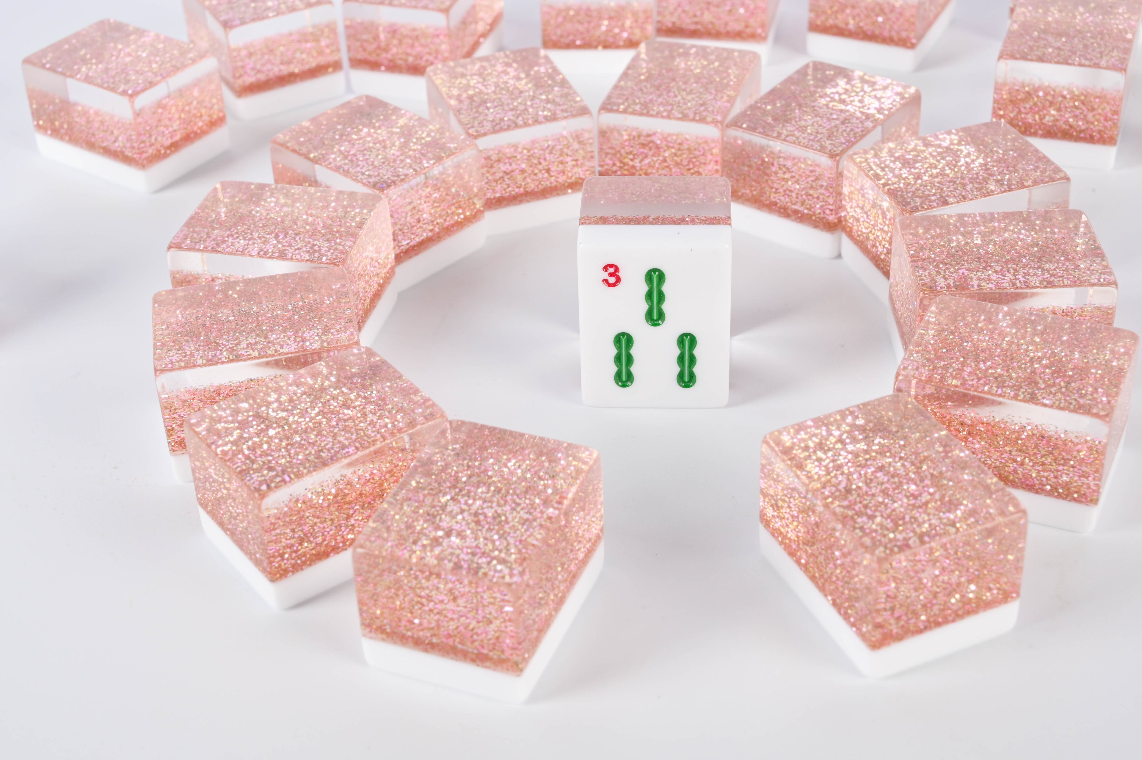 Rose Gold Sparkle Mahjong Set