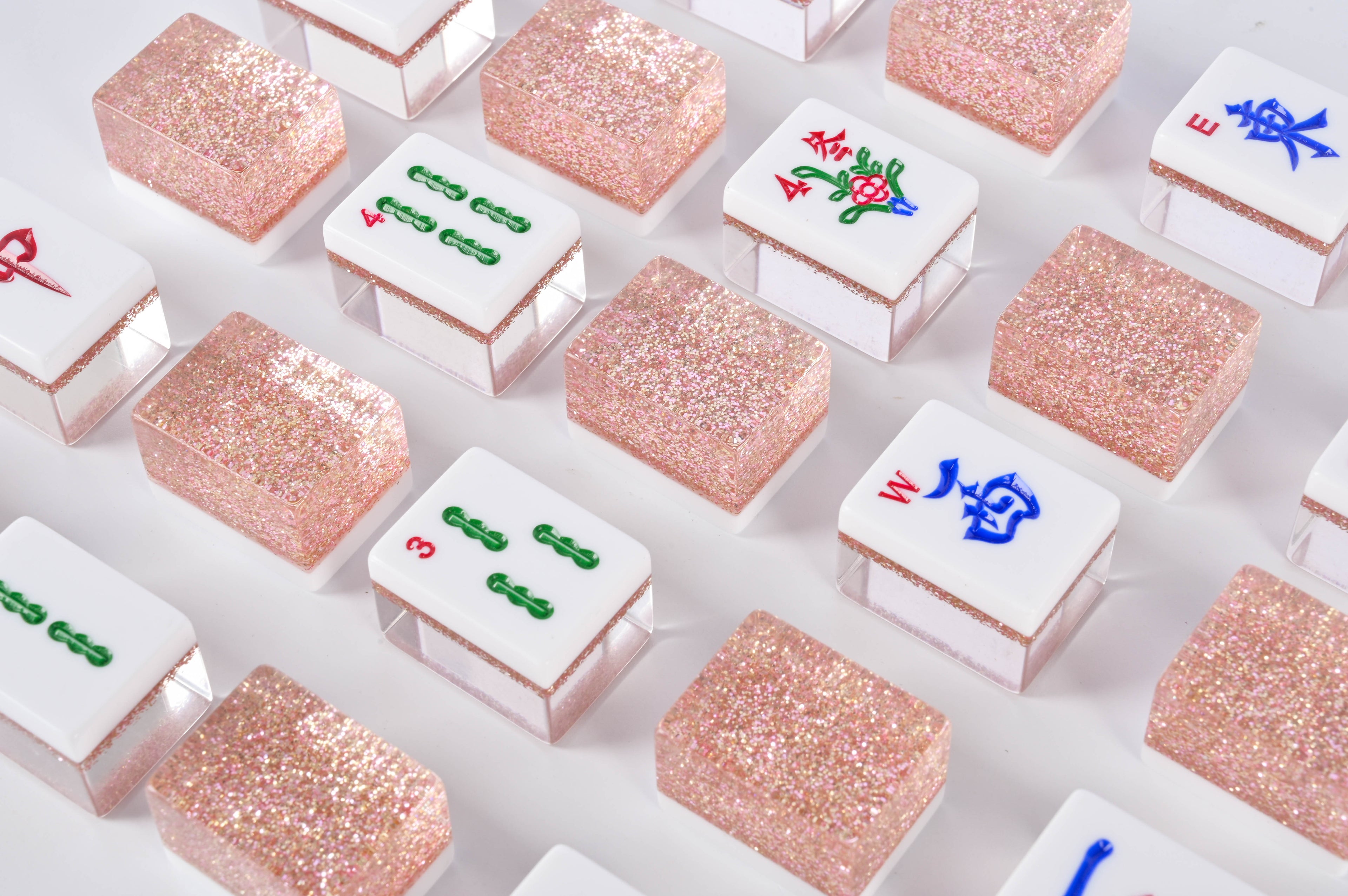 Rose Gold Sparkle Mahjong Set