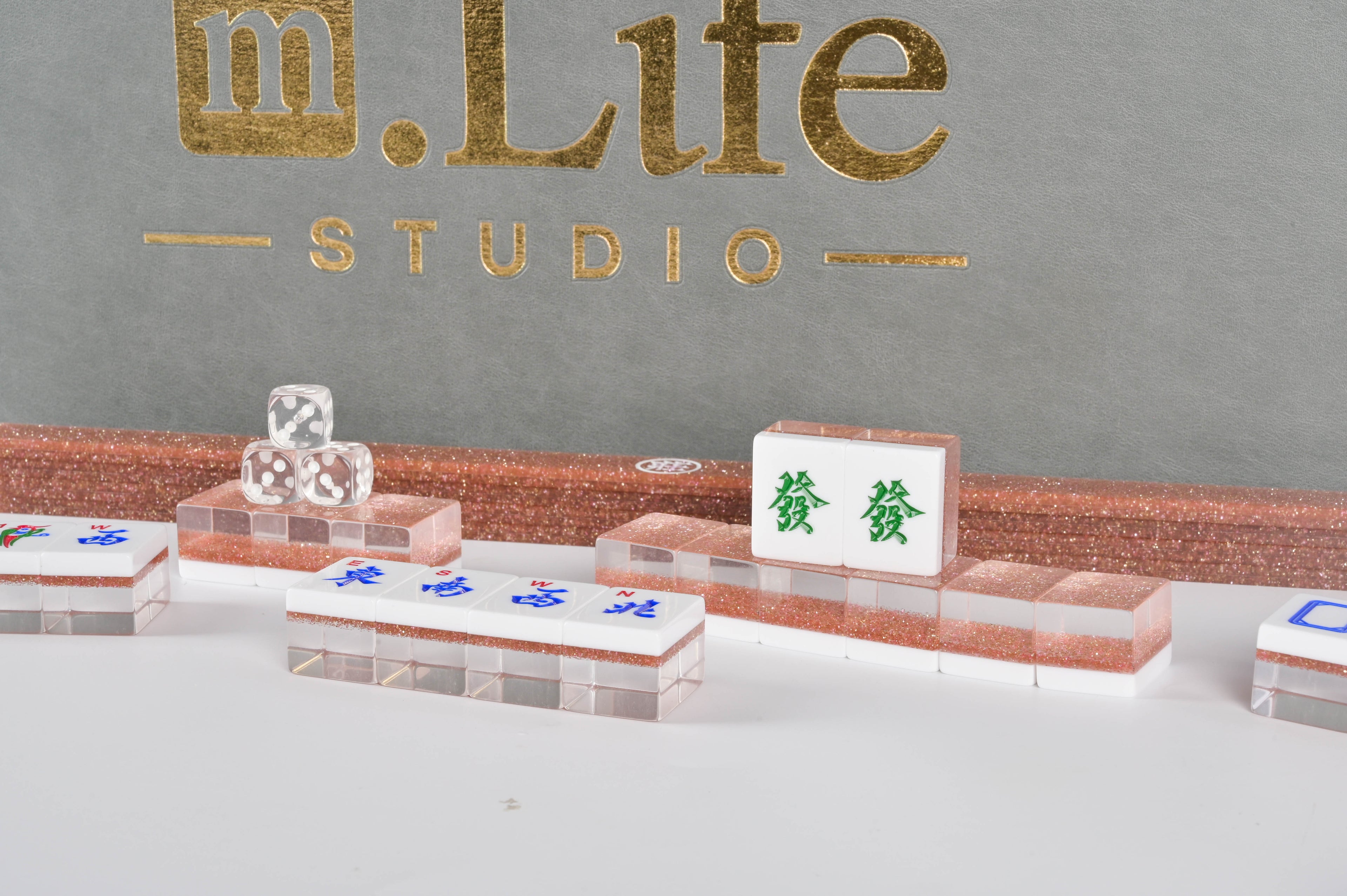 Rose Gold Sparkle Mahjong Set