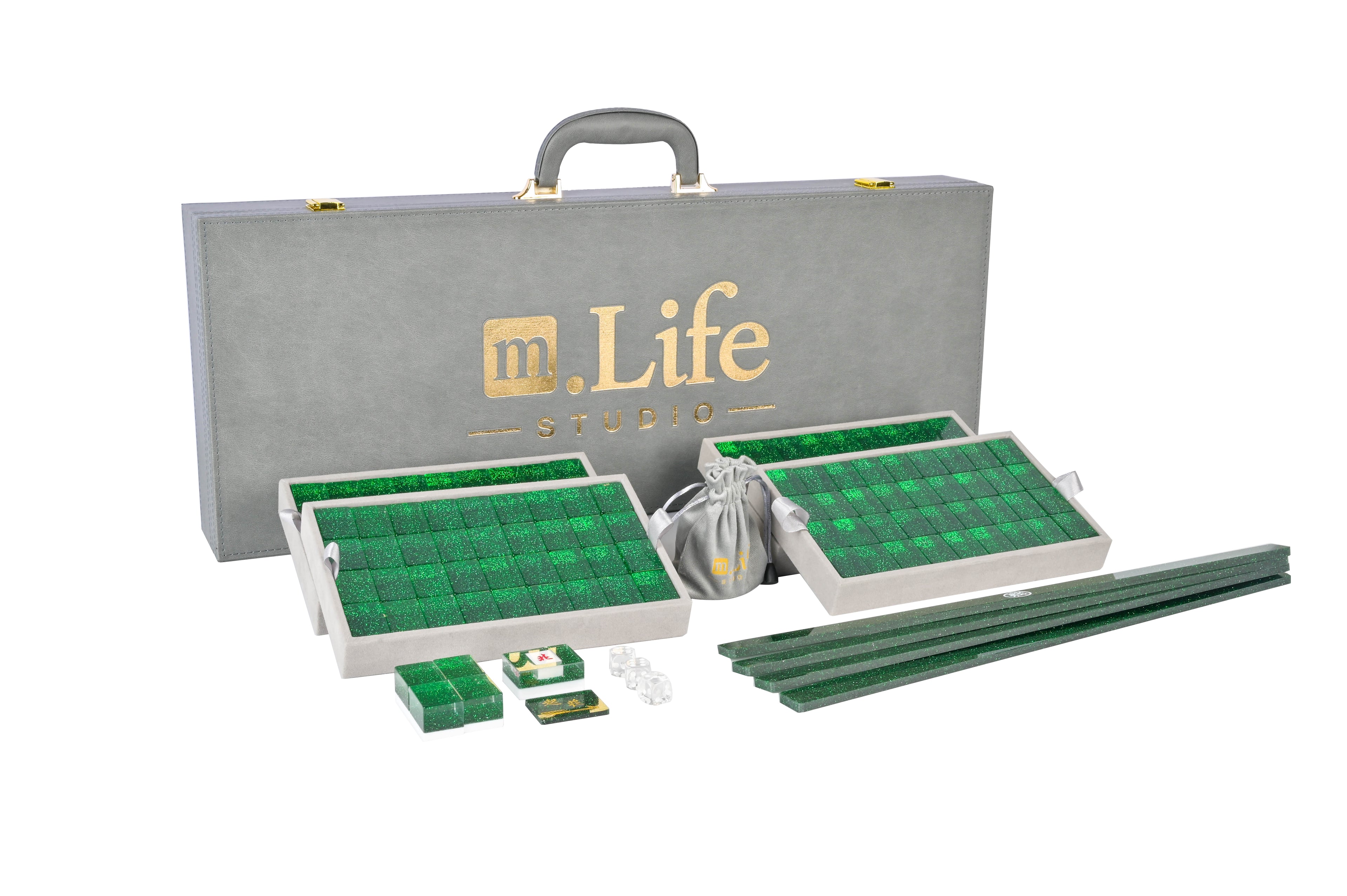 Emerald Sparkle Mahjong Set