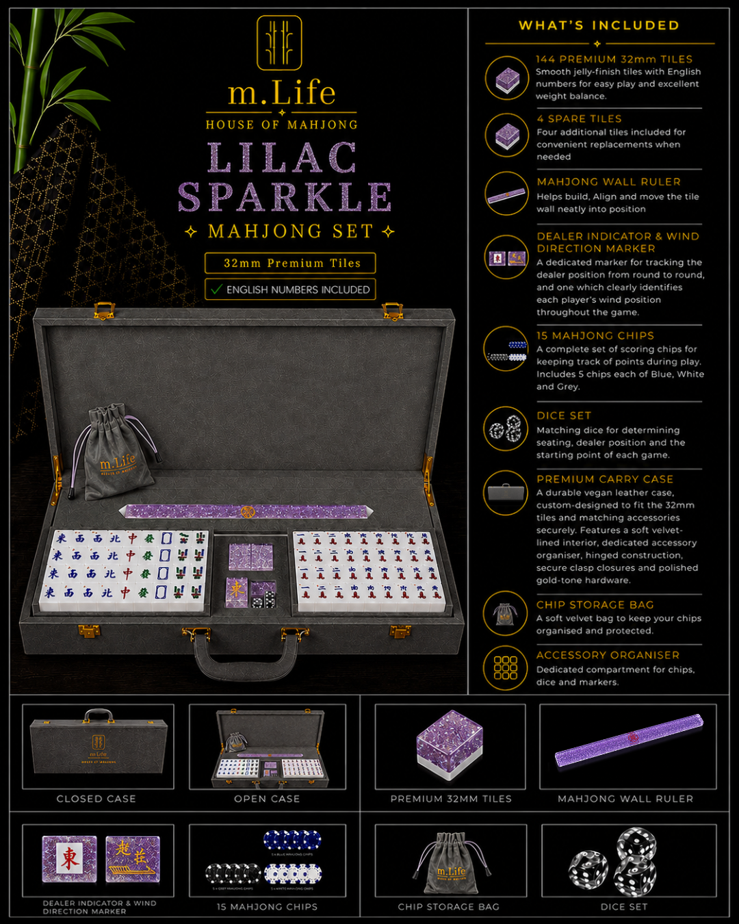Lilac Sparkle Mahjong Set