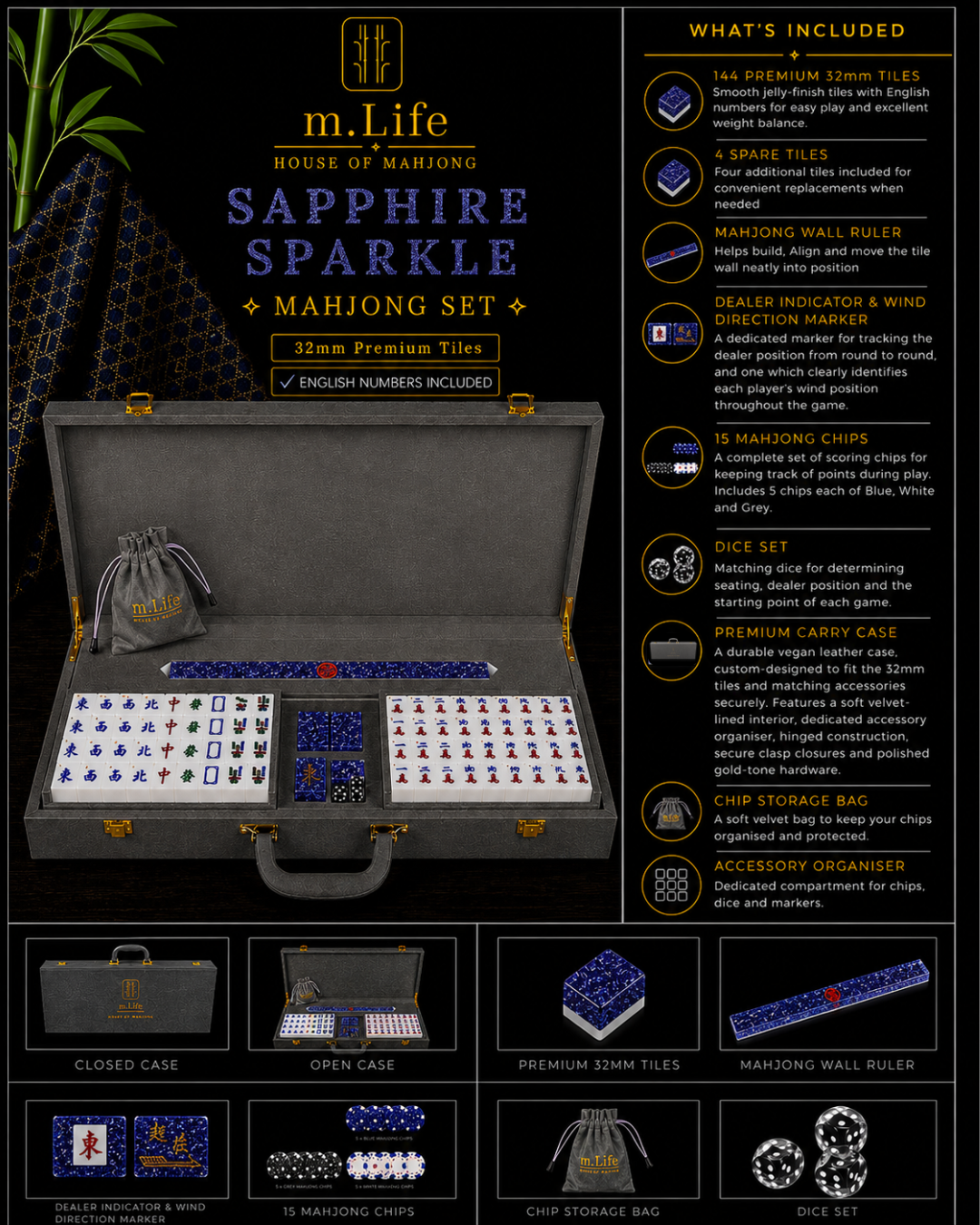 Sapphire Sparkle Mahjong Set
