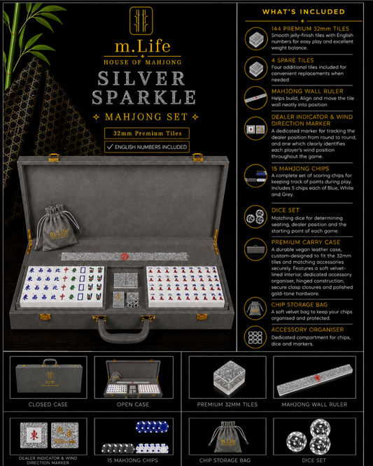 Silver Sparkle Mahjong Set